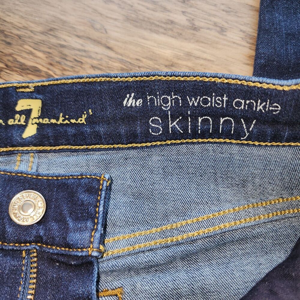 7 For All Mankind the High Waist Ankle Skinny Jeans Sz 28 - Picture 5 of 9